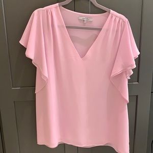 Naked zebra flutter sleeve pink top